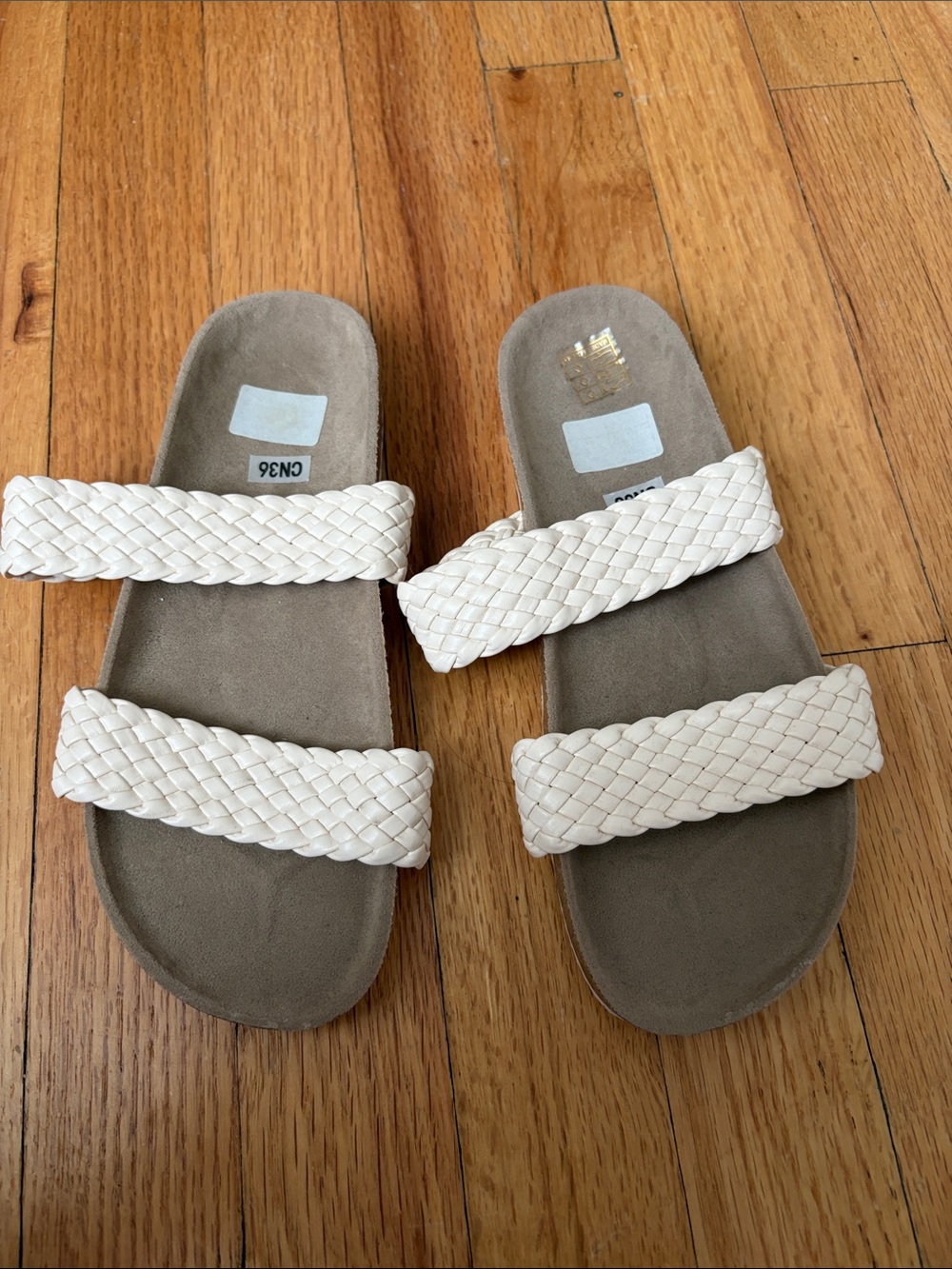 womens summer sandals sz 7 beige cork new